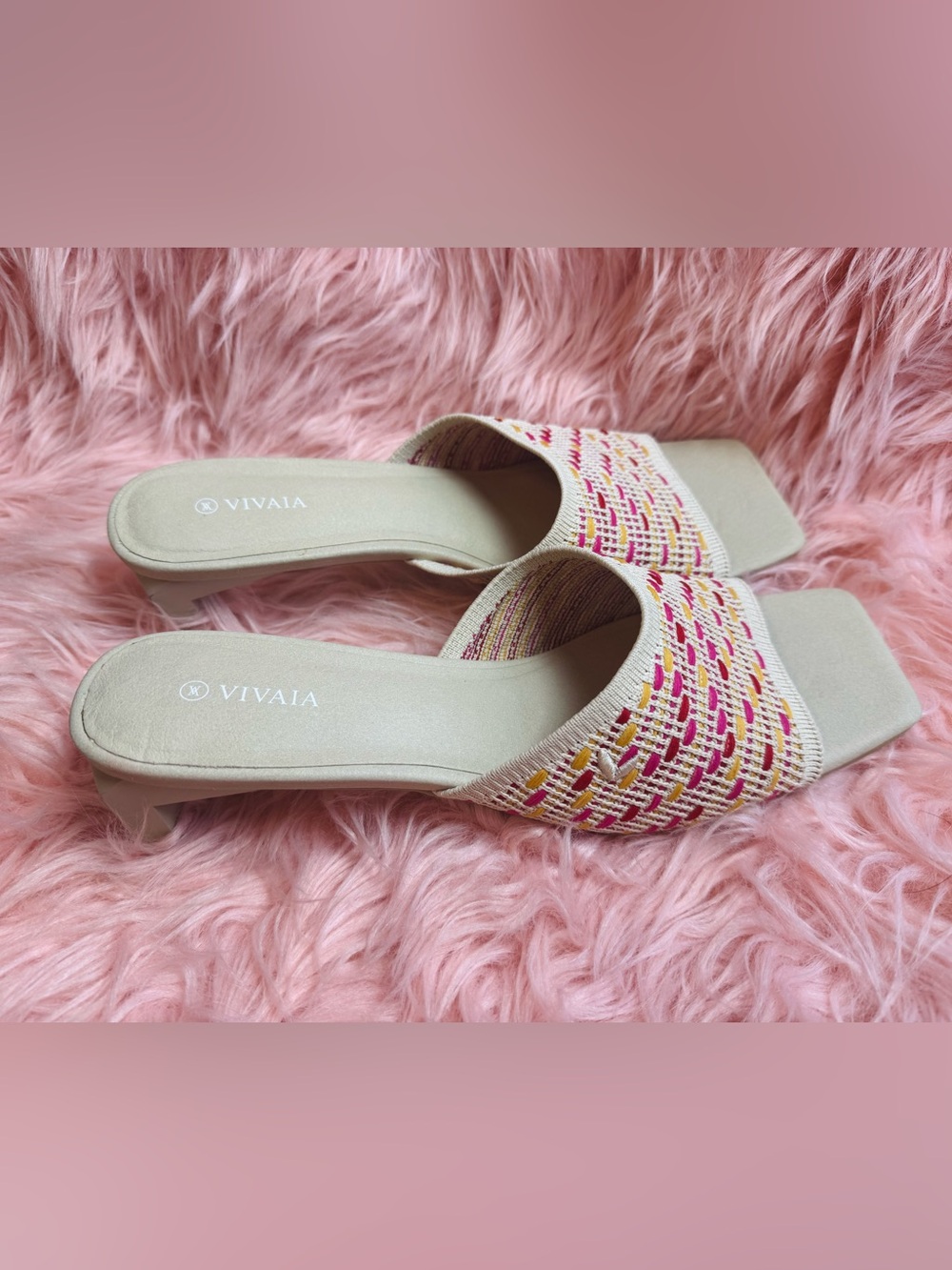 Vivaia Square Toe Block Heel Mule Sandals size 43 - Picture 3 of 5